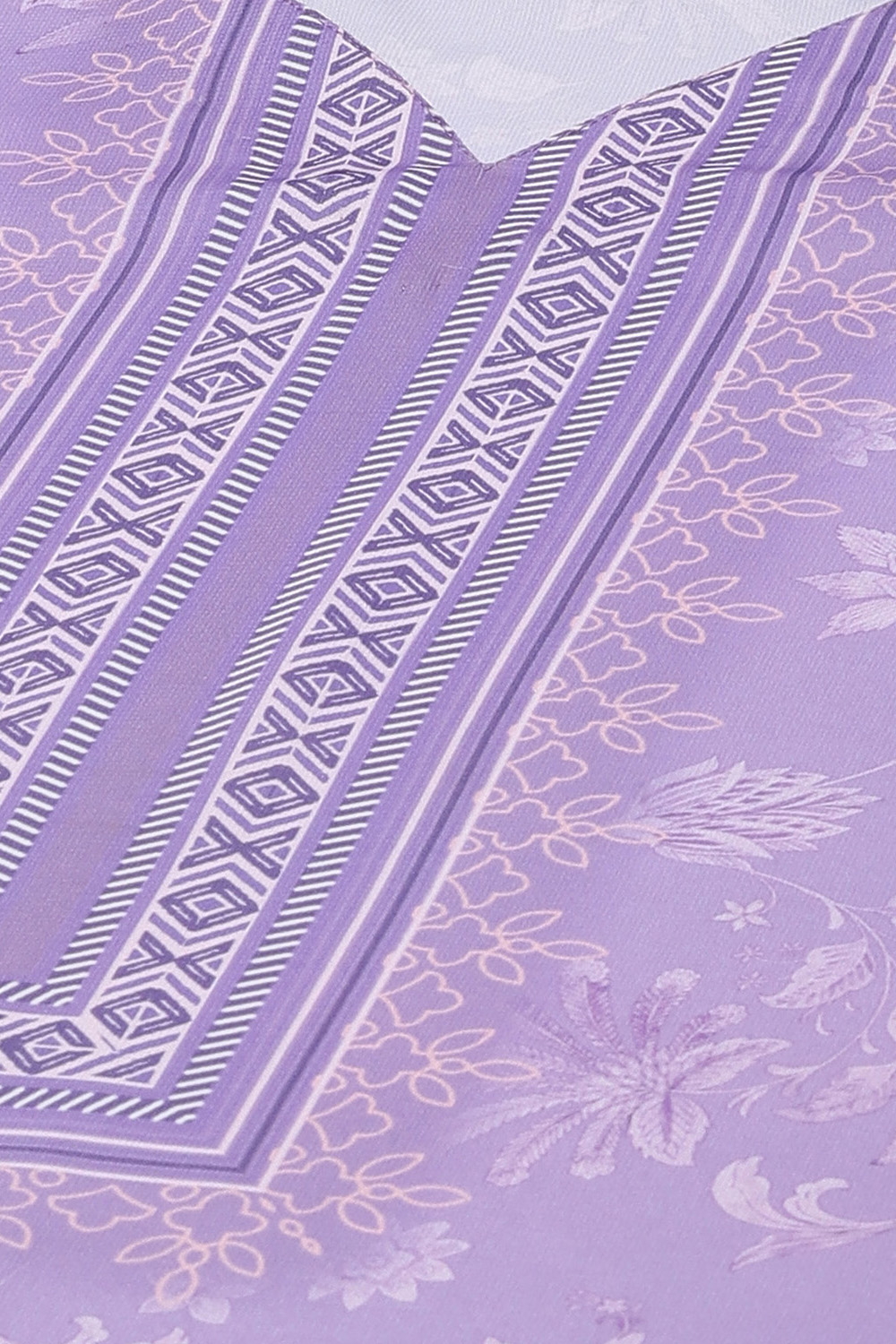 Lavendar Silk Blend Digital Print Unstitched Suit Set image number 2