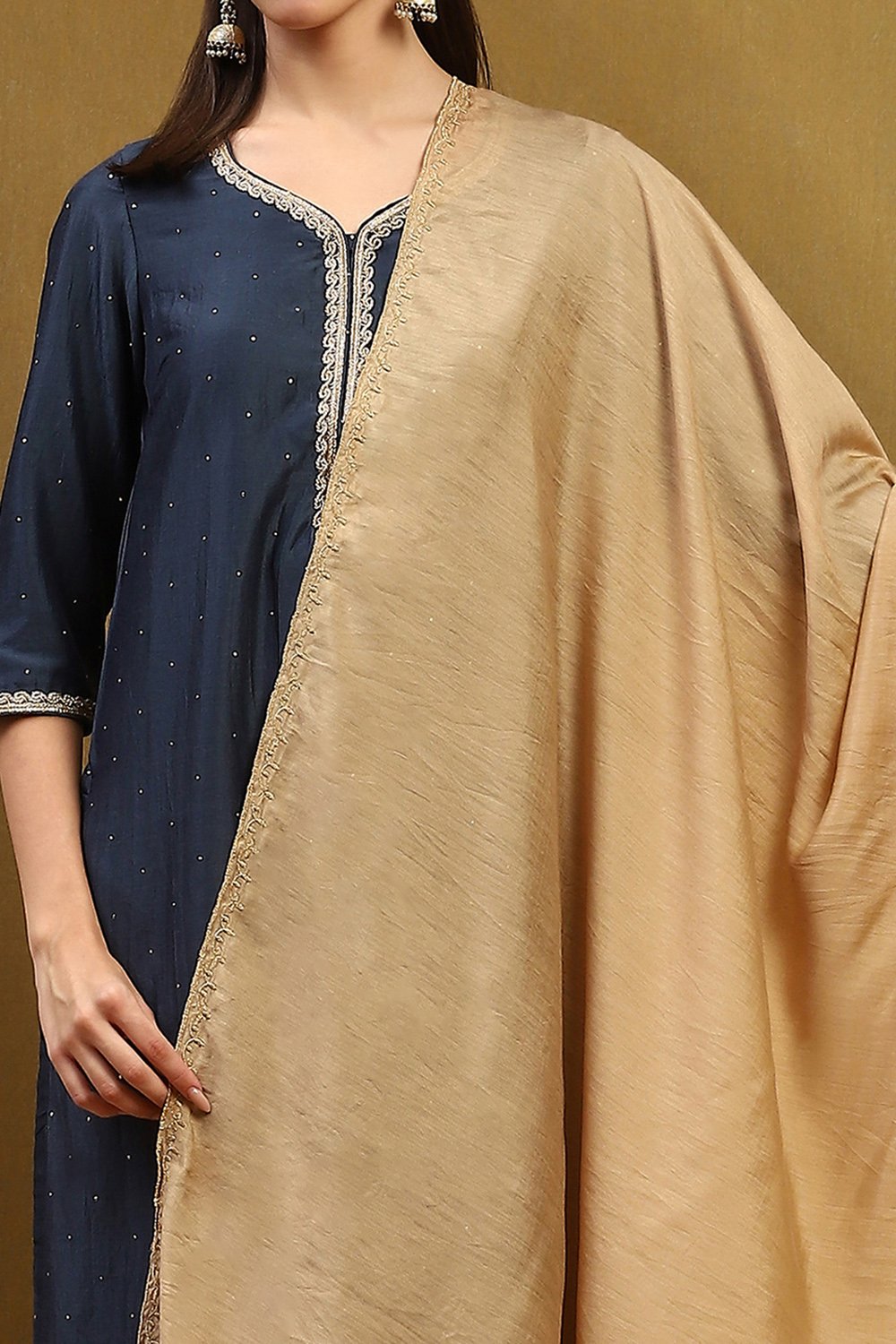 Gold Polyester Dupatta image number 1