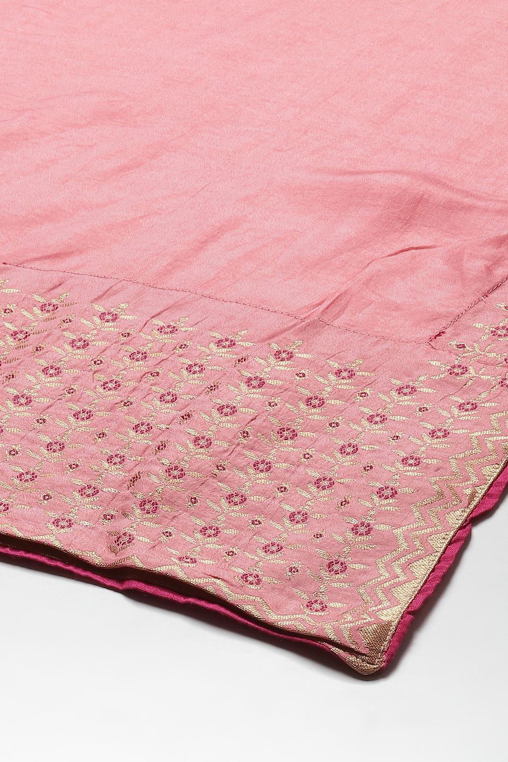 Pink LIVA Blend Straight Kurta Salwar Suit Set image number 3