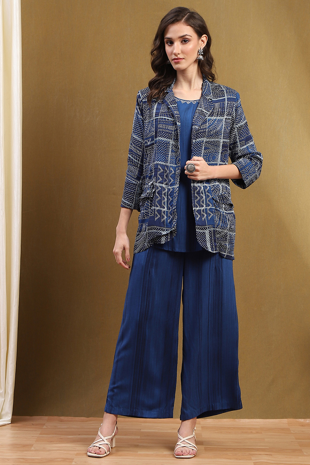 Indigo Hand-Block Printed Straight Co-ord Set image number 6