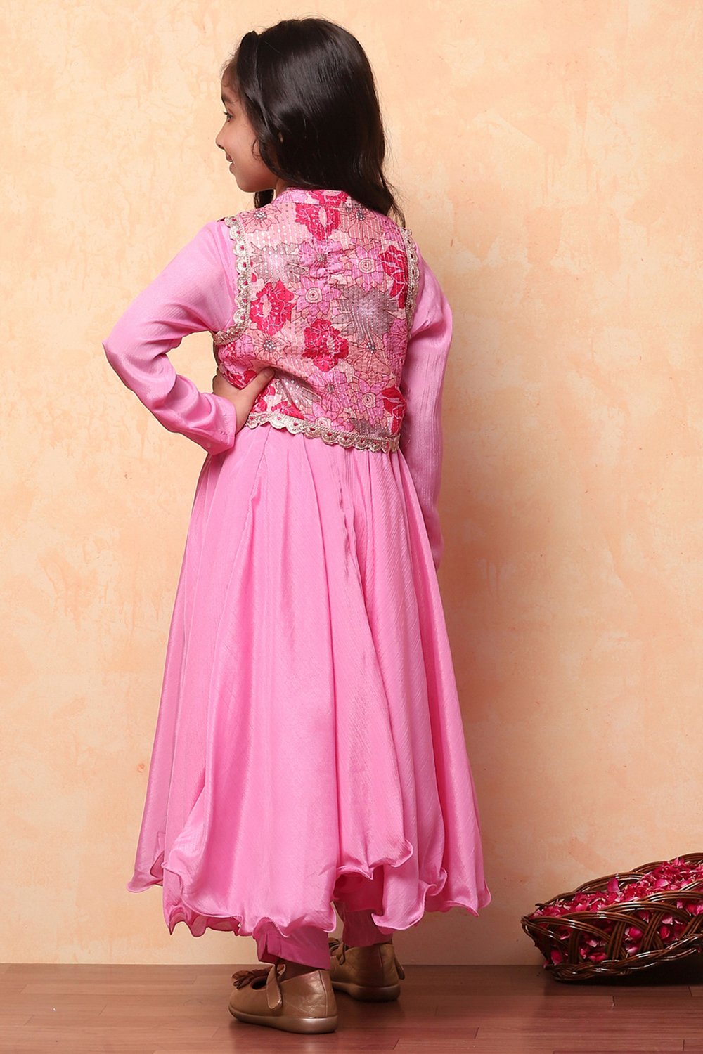 Pink Polyester Blend Anarkali With Jacket Suit Set image number 3