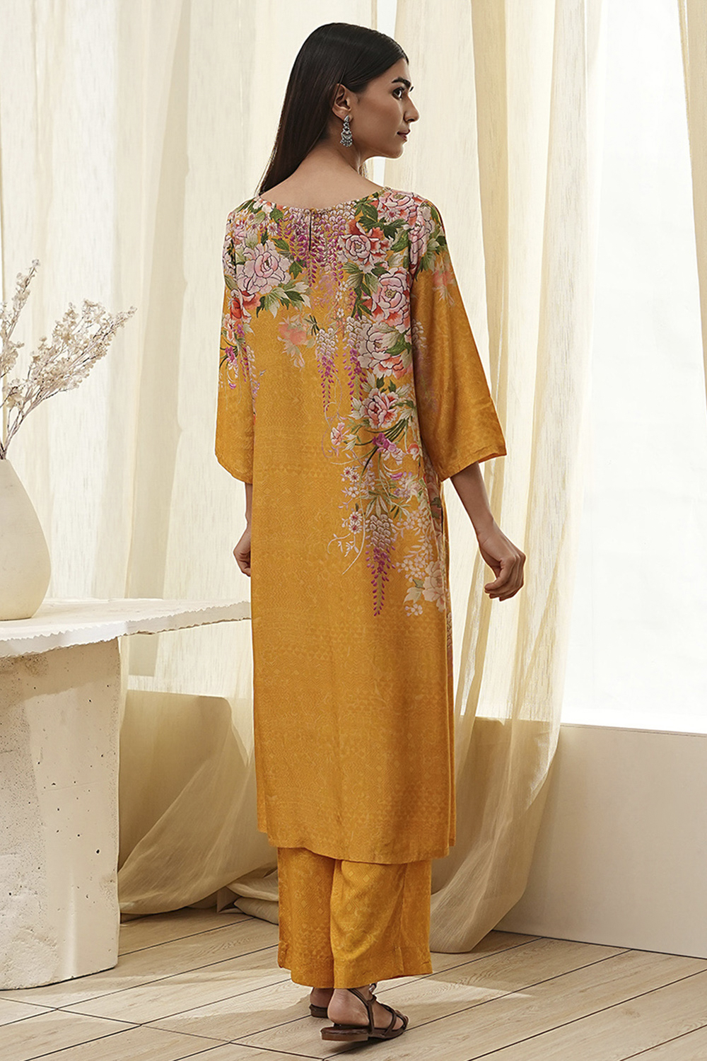 Mustard Modal Blend Straight Suit Set image number 4