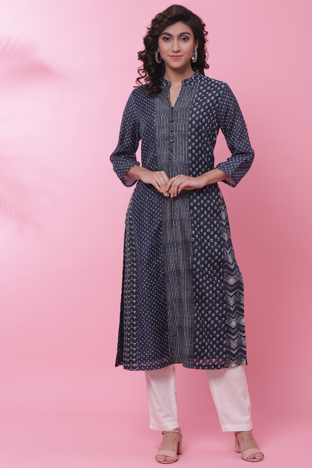 Indigo Art Silk Straight Kurta image number 0