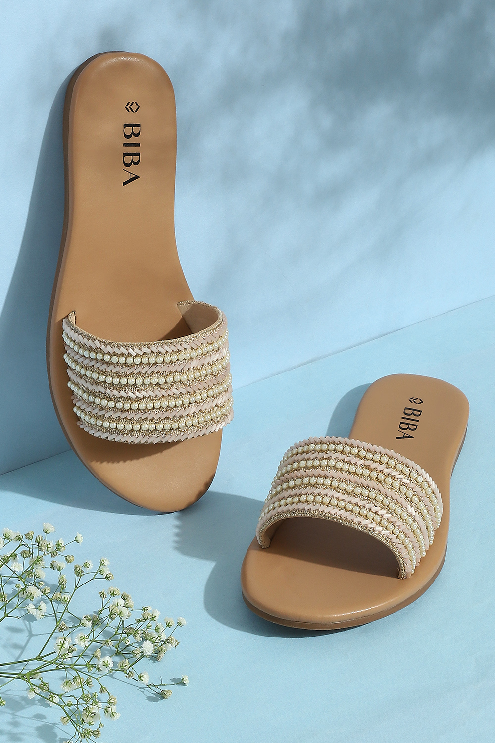 Beige Embellished Sandals image number 0