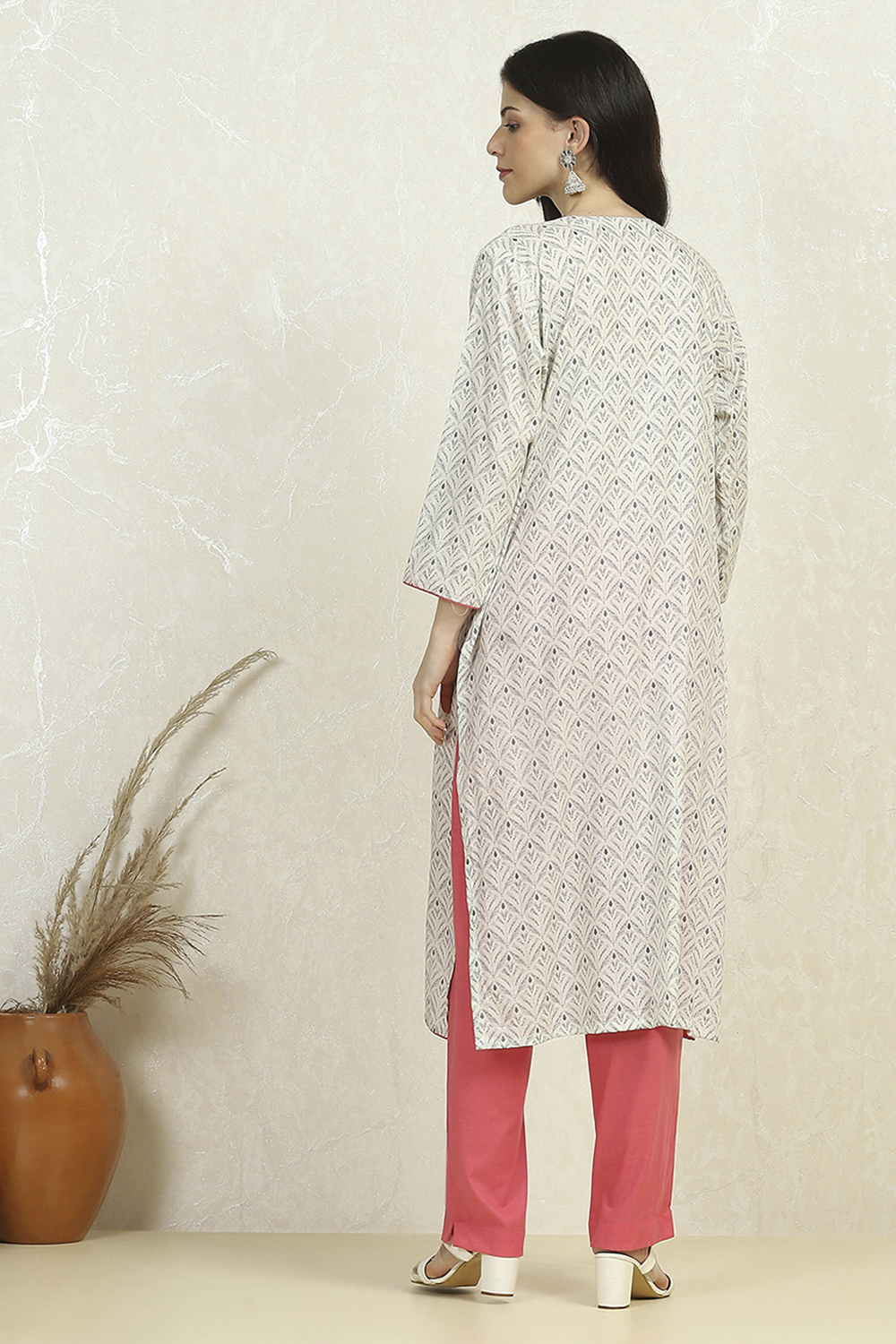 Grey Cotton Printed Embroidered Unstitched Suit Set image number 5