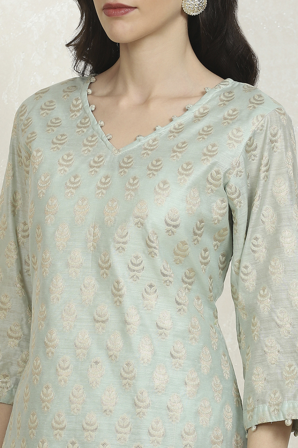 Peach Art Silk Woven Unstitched Suit Set image number 2