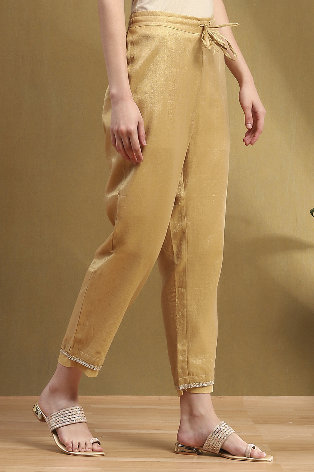 Gold Jacquard Pants image number 3