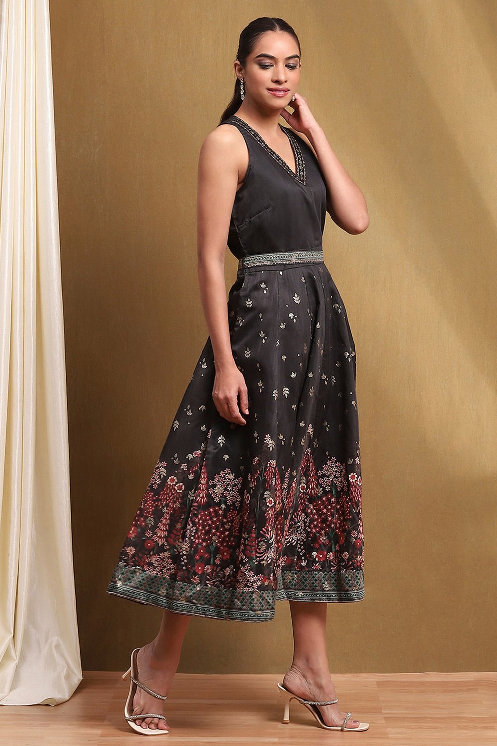 Black Dupion Dress Dress image number 4