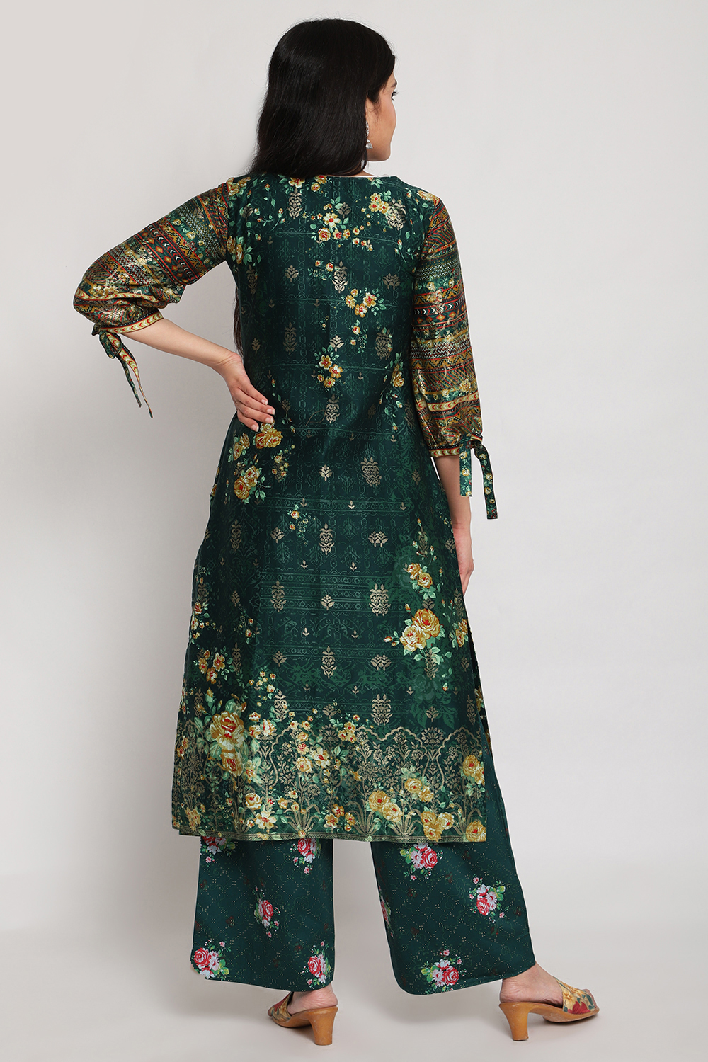 Green Cotton Straight Printed Kurta image number 5