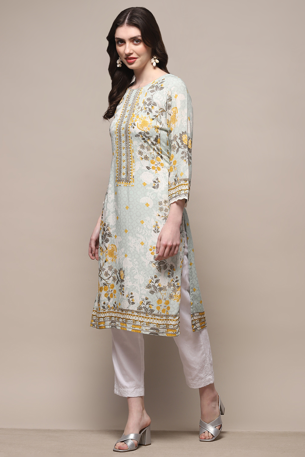 Ice Blue Rayon Straight Kurta image number 3