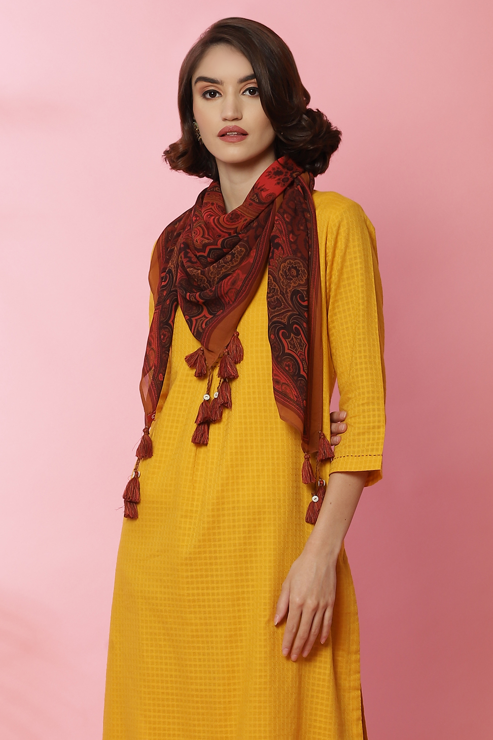 Burnt Orange LIVA Printed Scarf image number 2