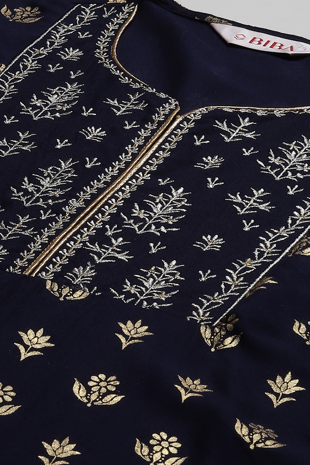 Navy Blue Rayon Straight Kurta Palazzo Suit Set image number 1