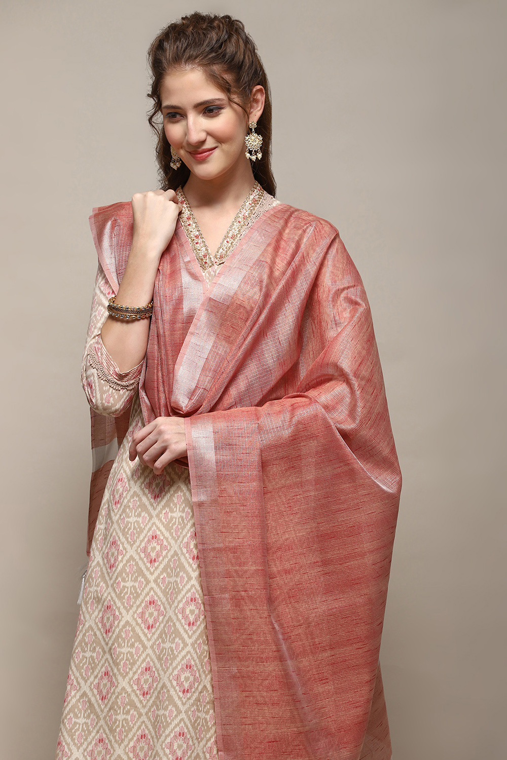 Rose Pink Yard-Dyed Dupatta image number 0