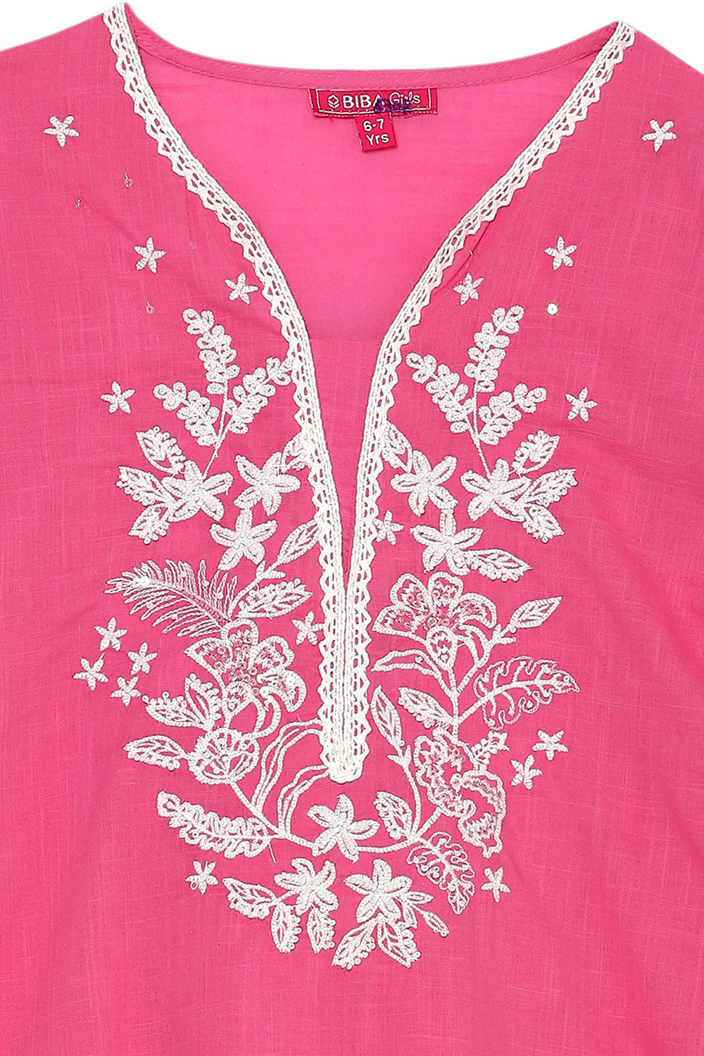 Pink Cotton Kurta Pants Set image number 1