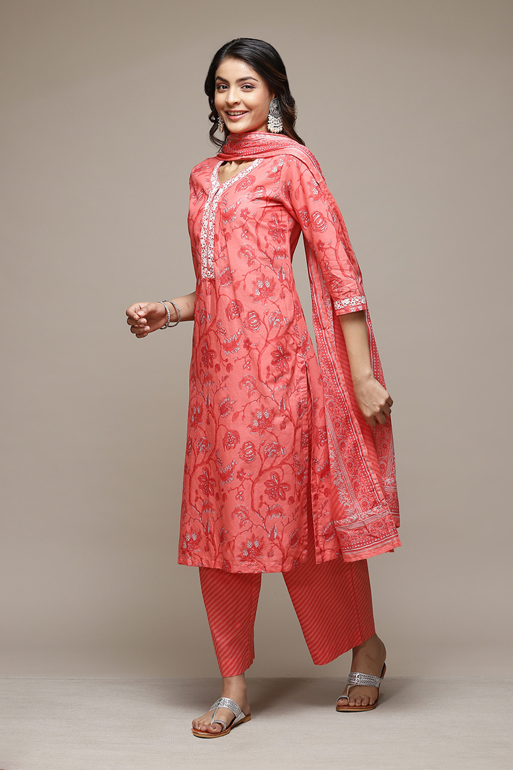 Indigo Cotton Straight Kurta Palazzo Suit Set image number 5