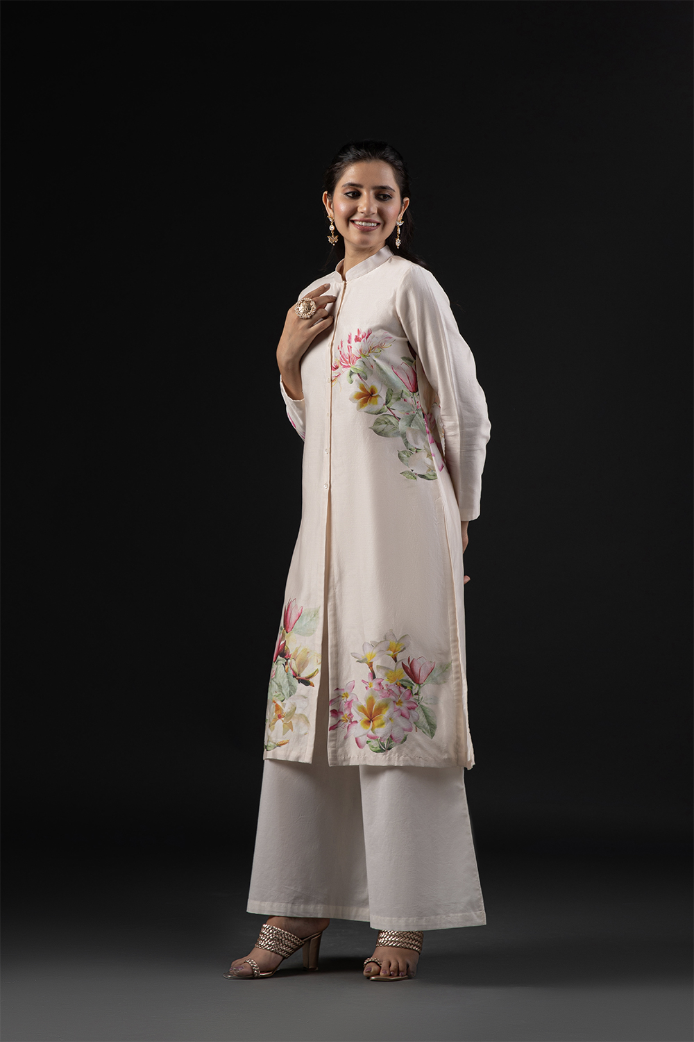 Rohit Bal Ivory Cotton Silk Straight Printed Suit Set image number 8