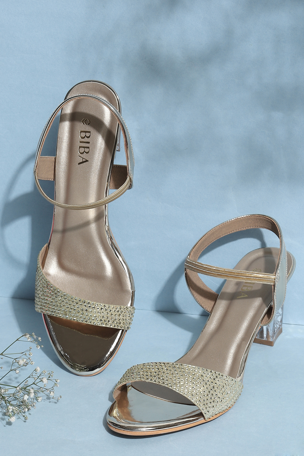 Gold Embellished Sandals image number 0