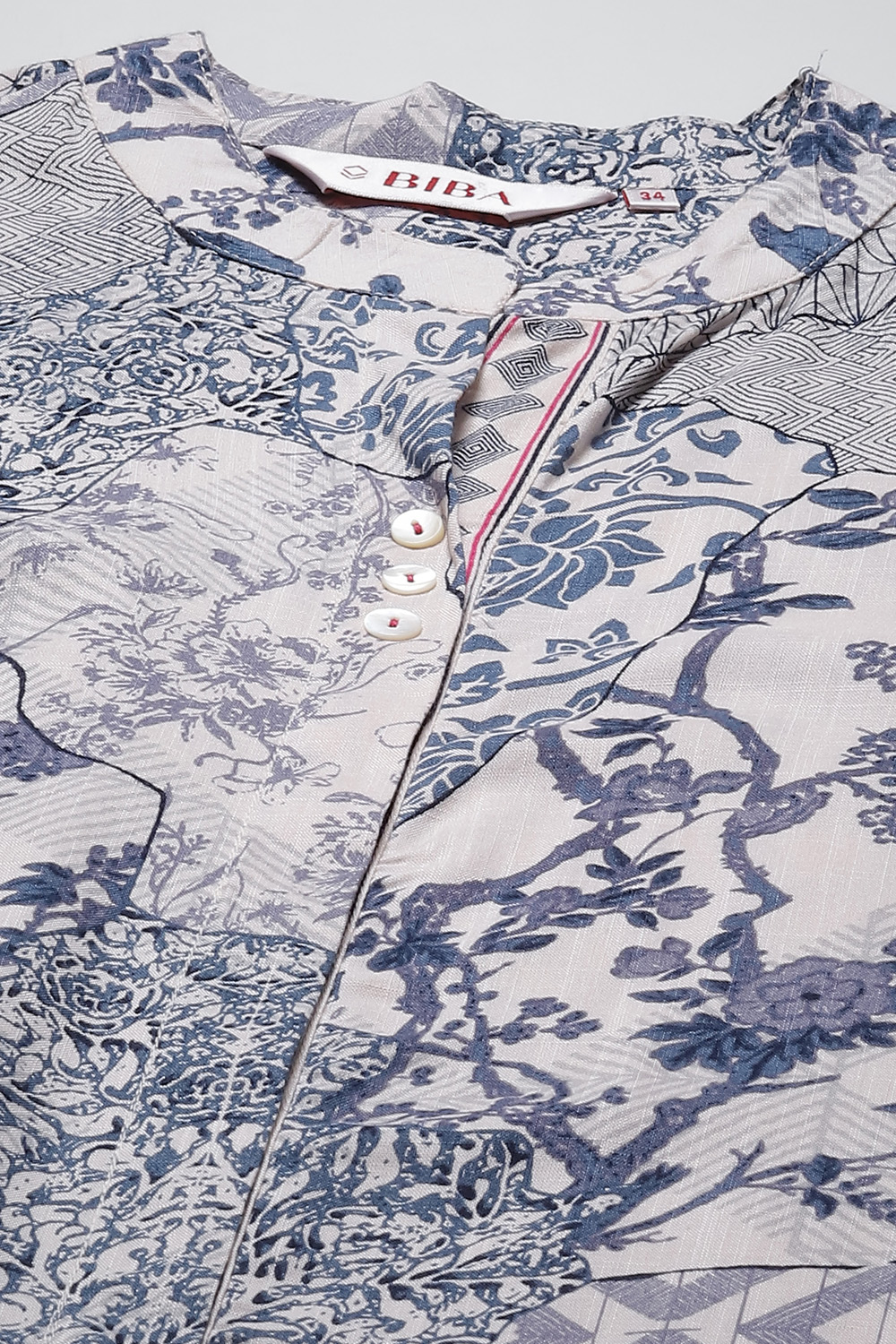 Indigo LIVA Straight Printed Kurta image number 5