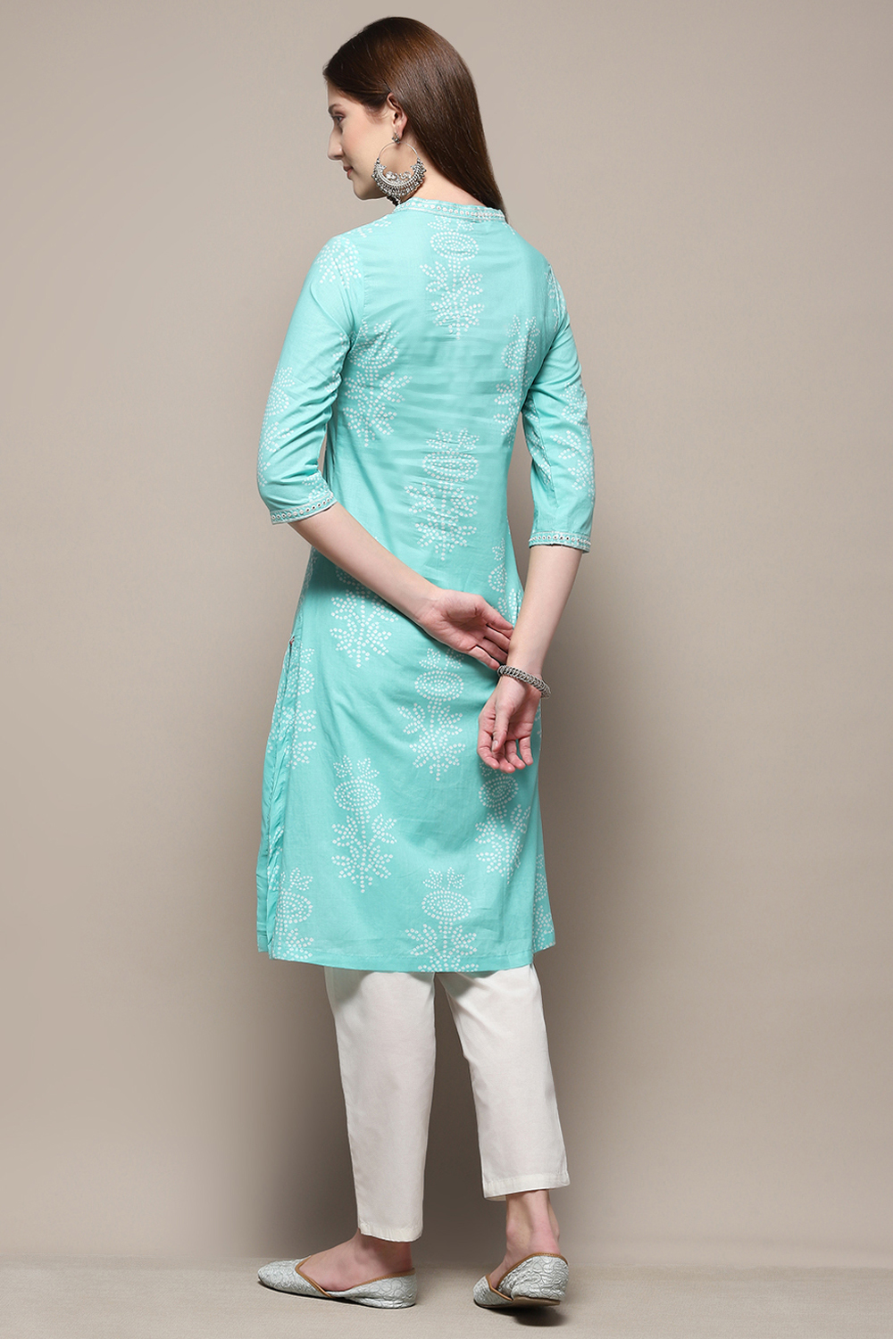 Light Pink Cotton Straight Kurta Palazzo Suit Set image number 5