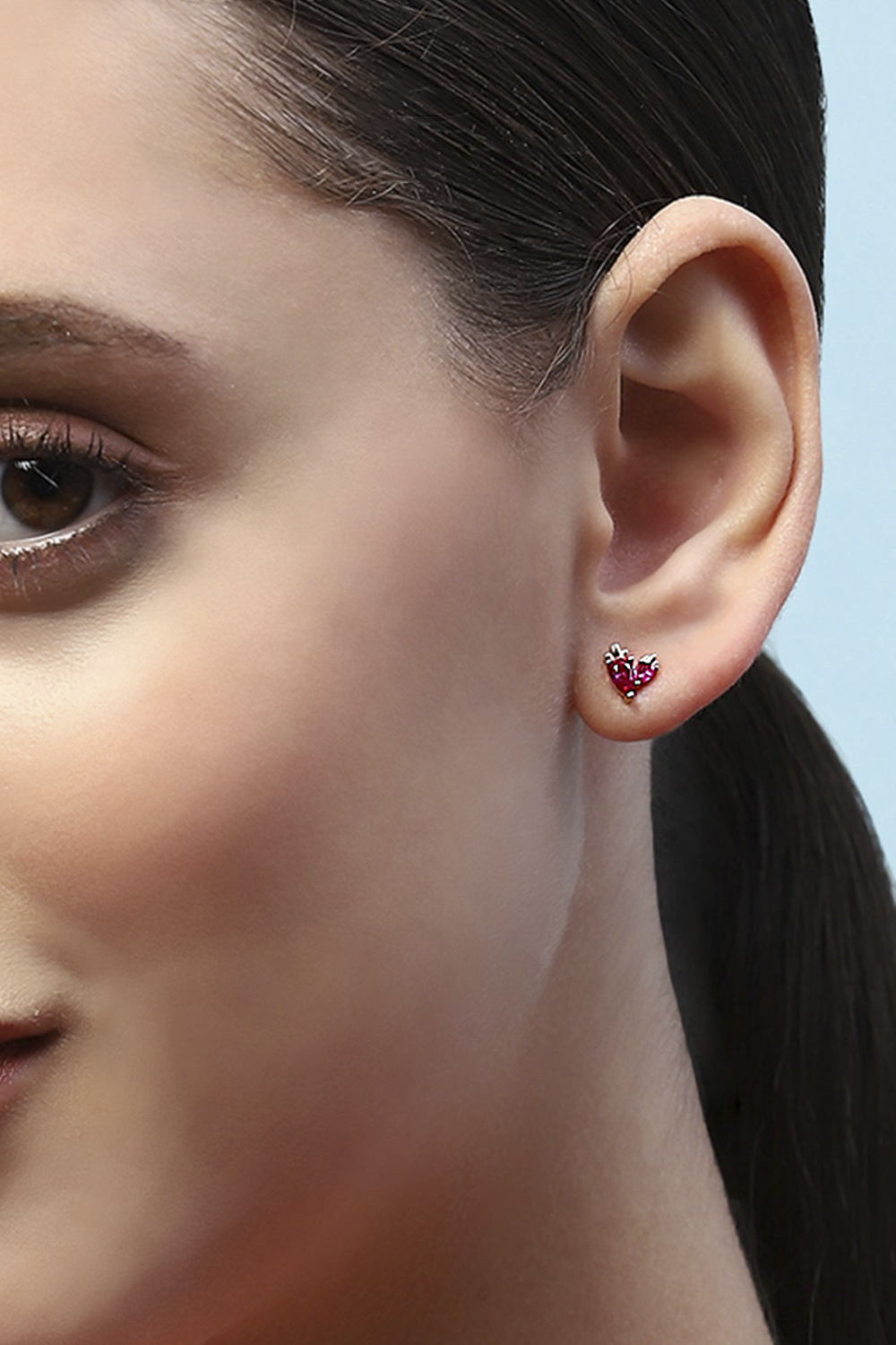 Pink Rose Gold-Plated Everyday Heart-shaped Studs image number 3