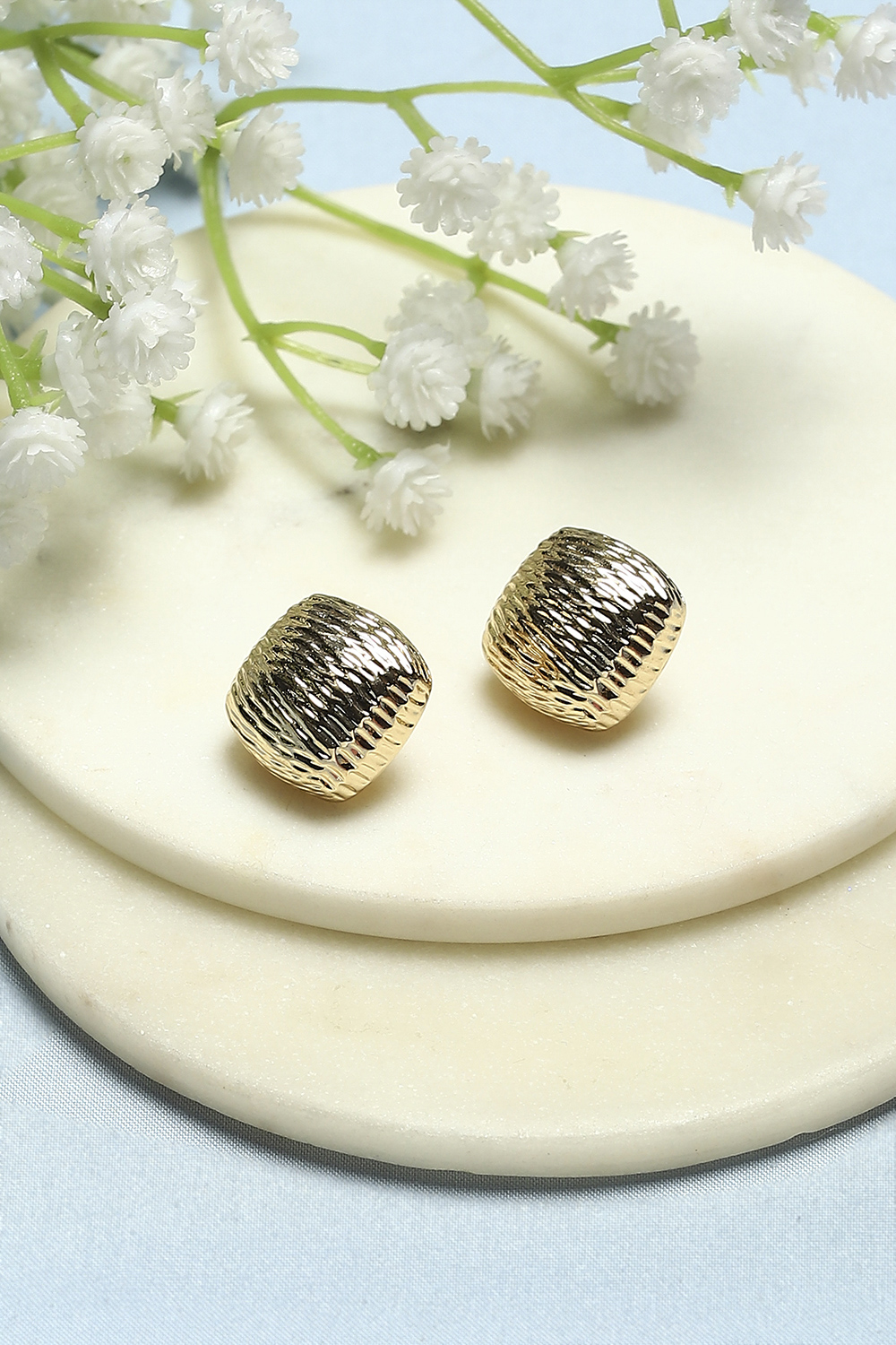 Gold-Toned Everyday Contemporary Squircle Studs image number 0