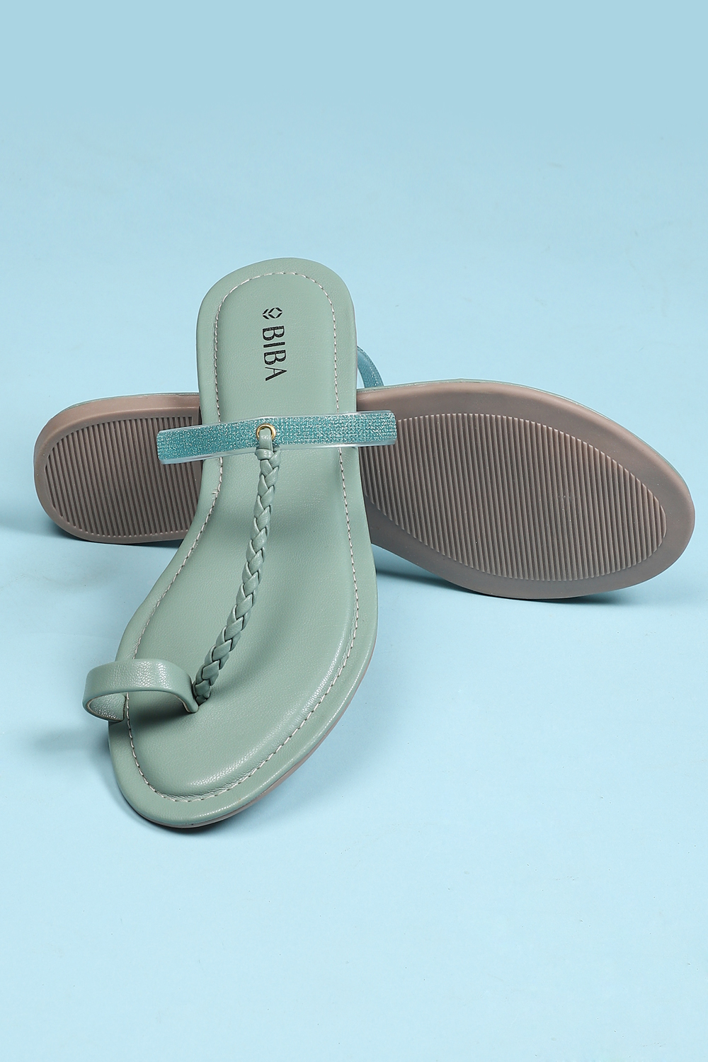 Green Pu Ring Toe Sandals image number 3