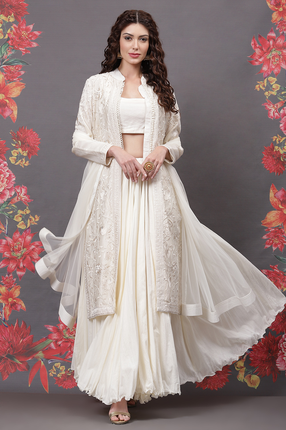 Rohit Bal Off White Cotton Silk Straight Yarndyed Suit Set image number 6