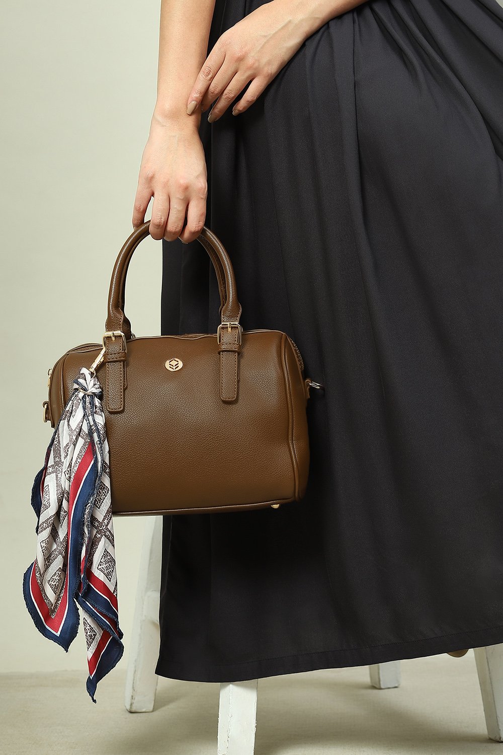 Brown Pu Leather Duffle Bag image number 5