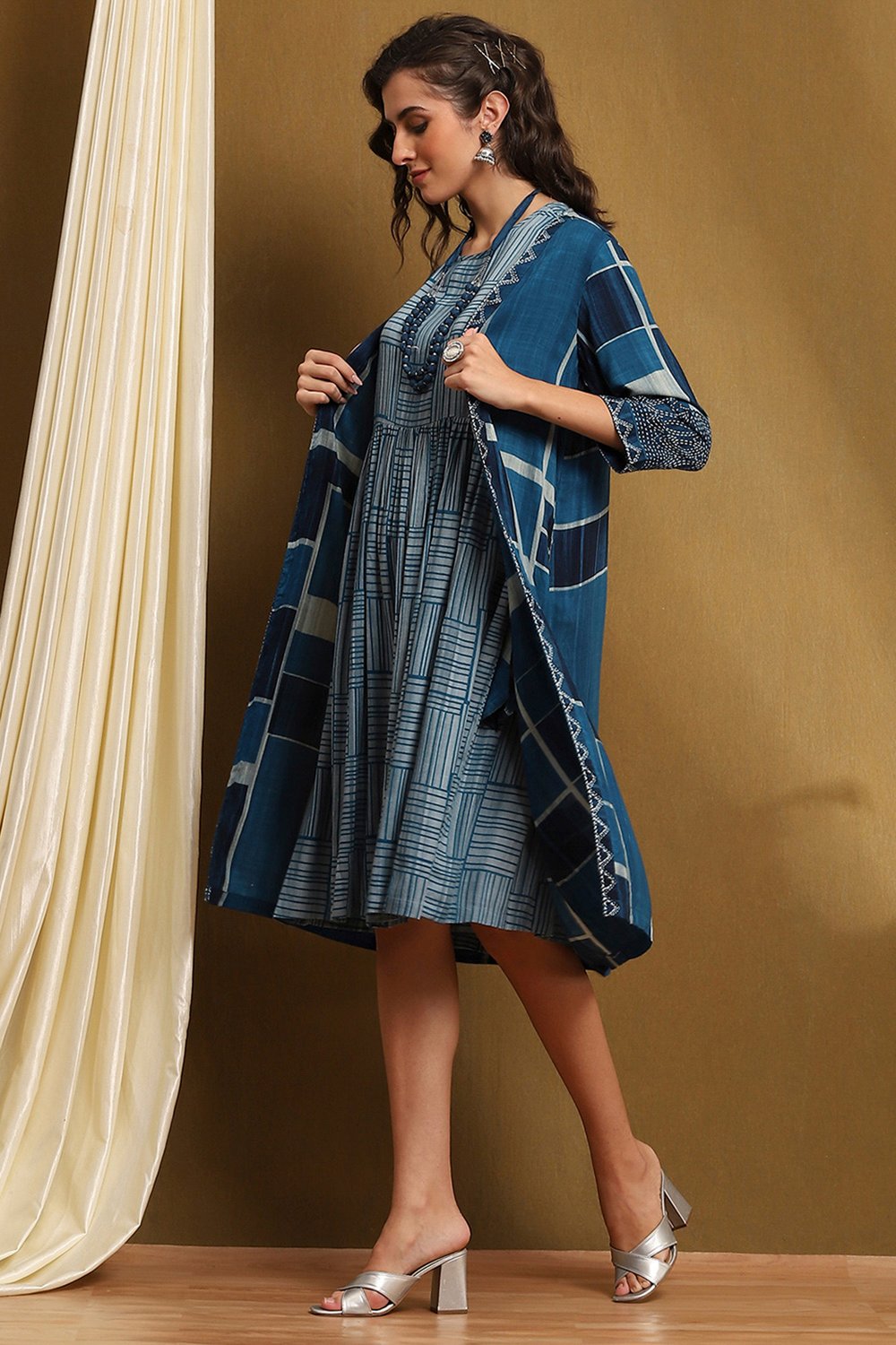 Blue Rayon Straight Set image number 2