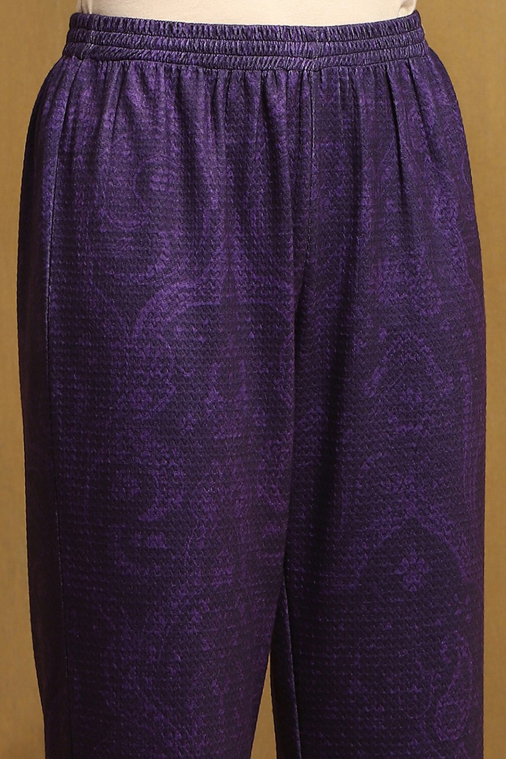 Purple Polyester Blend Straight Kurta Pants Set image number 2