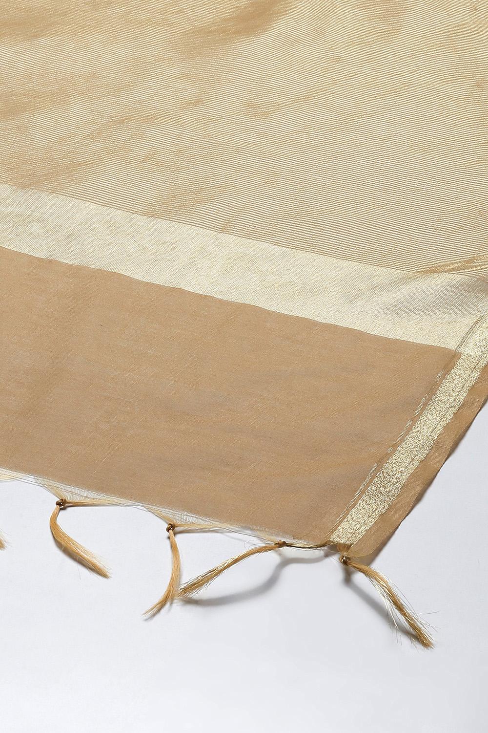 Brown Cotton Blend Yarndyed Dupatta image number 1