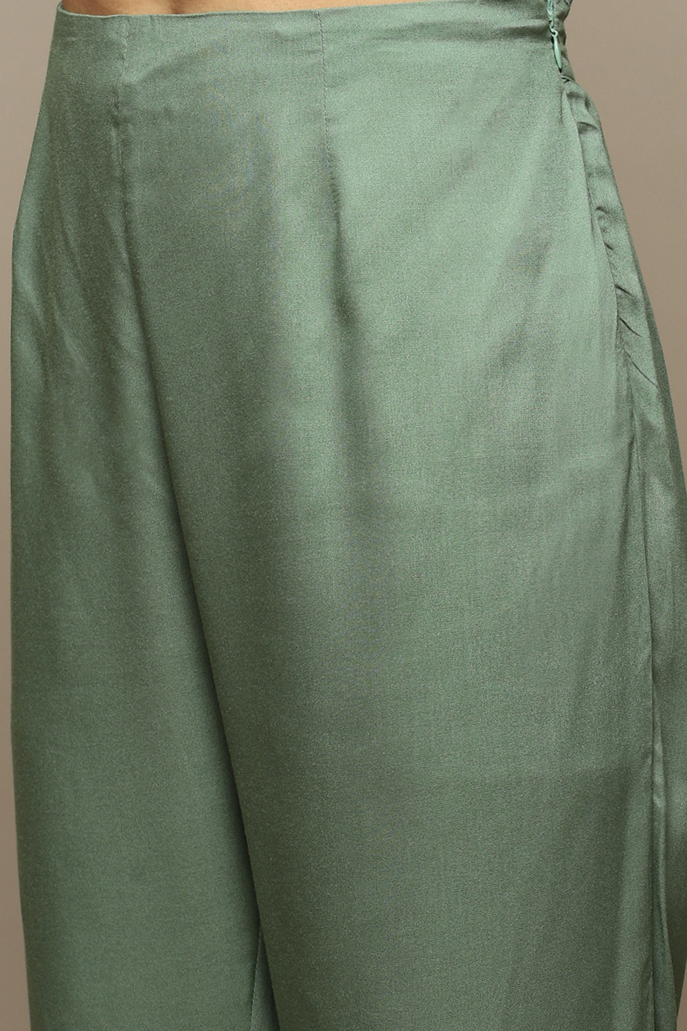 Sage Green Cotton Blend Straight Kurta Pants Suit Set image number 2