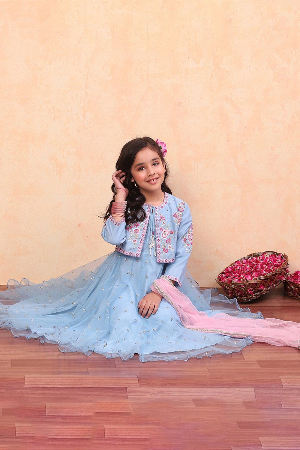 Blue Net Anarkali Suit Set image number 0