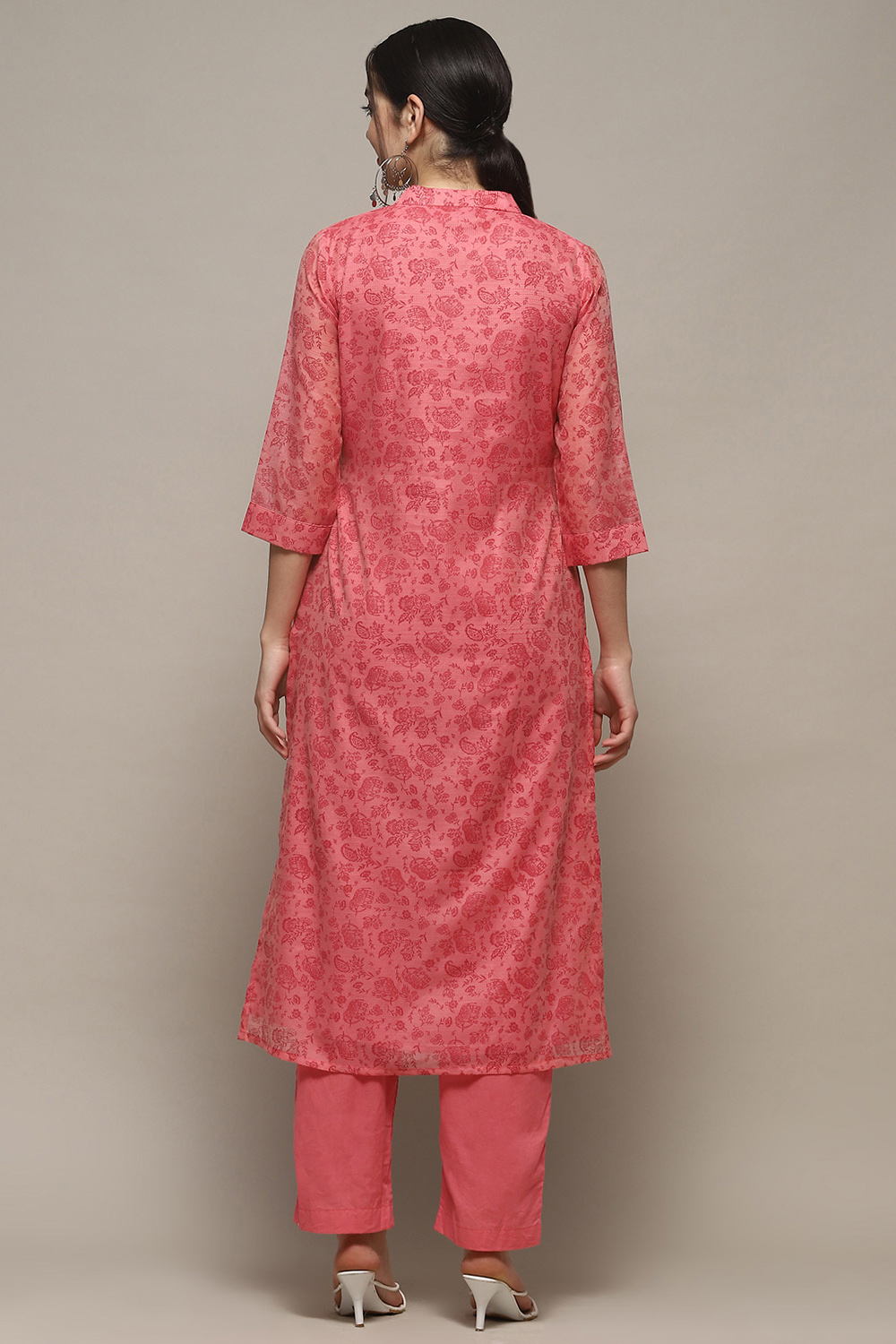 Pink Cotton Blend Unstitched Suit set image number 7