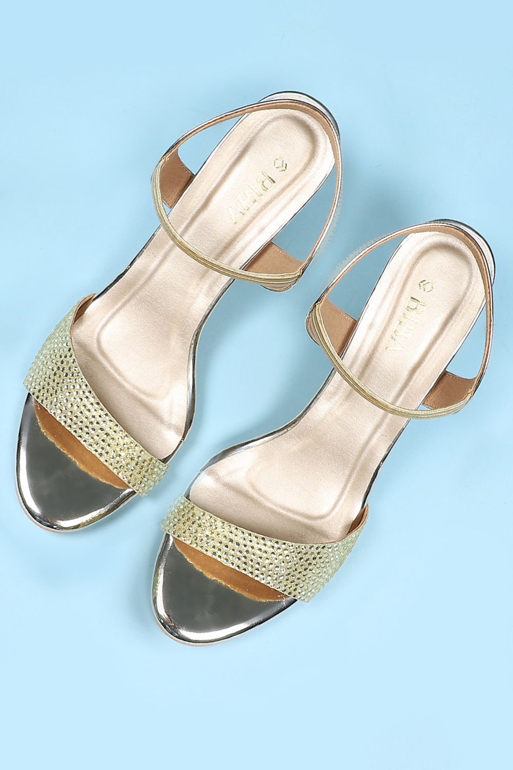 Gold Embellished Sandals image number 5