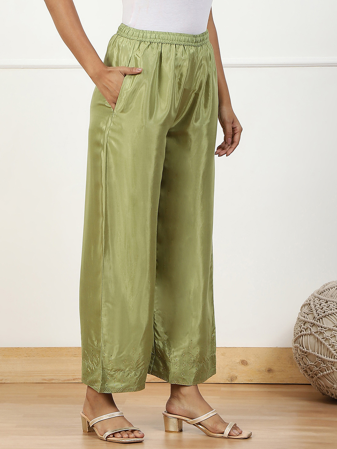 Green Shantoon Palazzo Pants image number 3