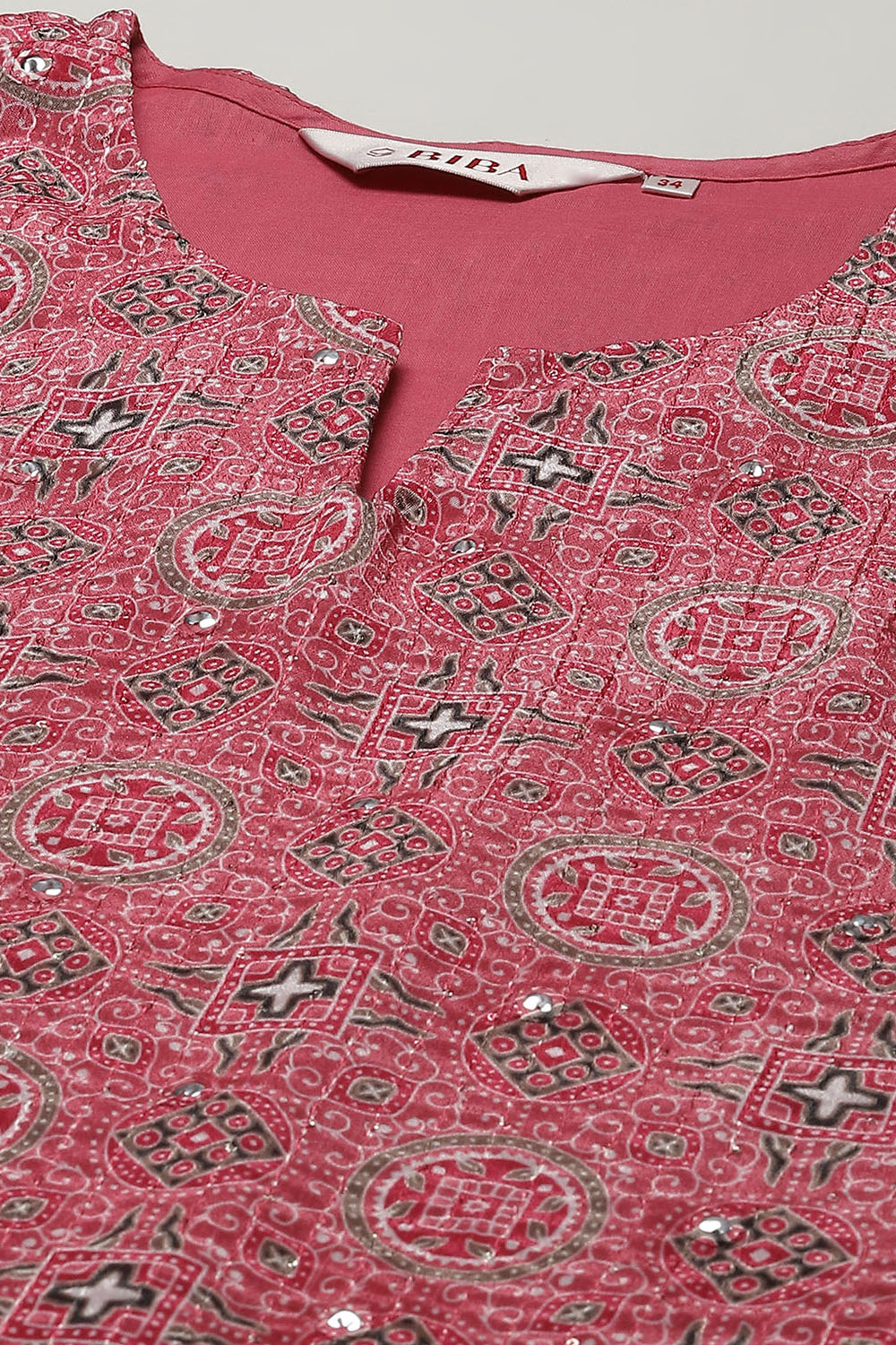 Pink Printed Straight Kurta & Pants Suit Set image number 1