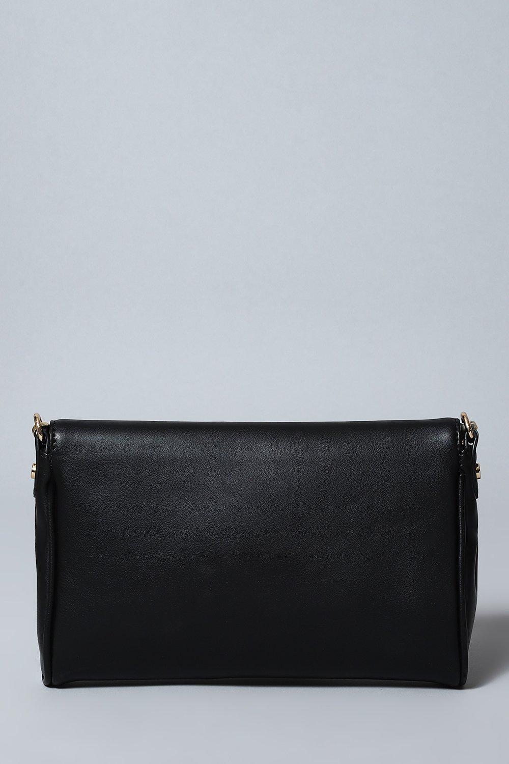 Black Pu Leather Shoulder Bag image number 3