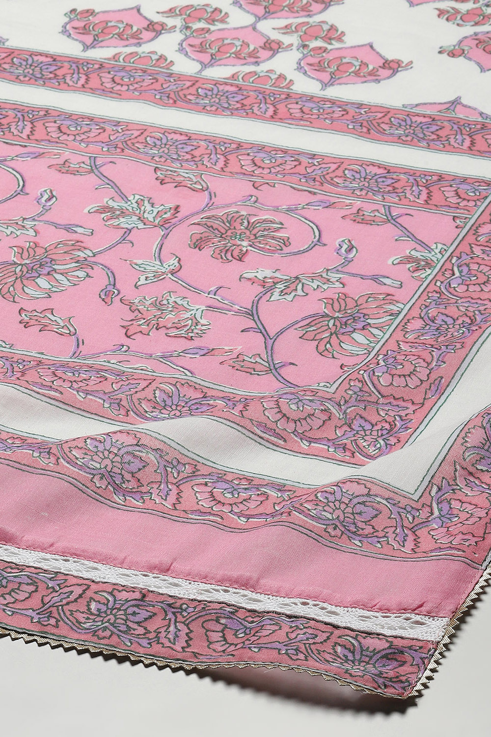 Pink Cotton Unstitched Suit set image number 4
