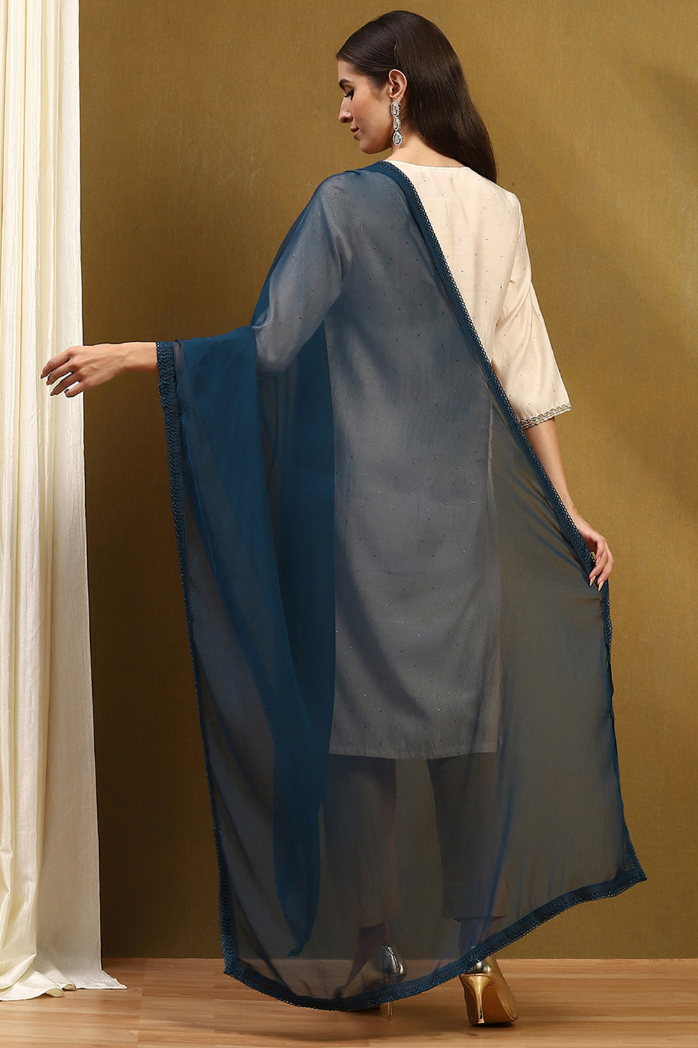 Blue Polyester Dupatta image number 3