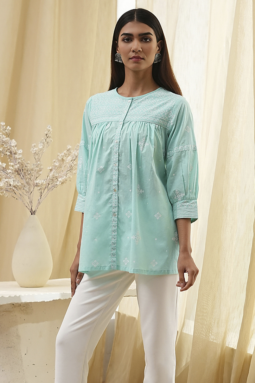 Aqua Straight Short Kurta image number 2