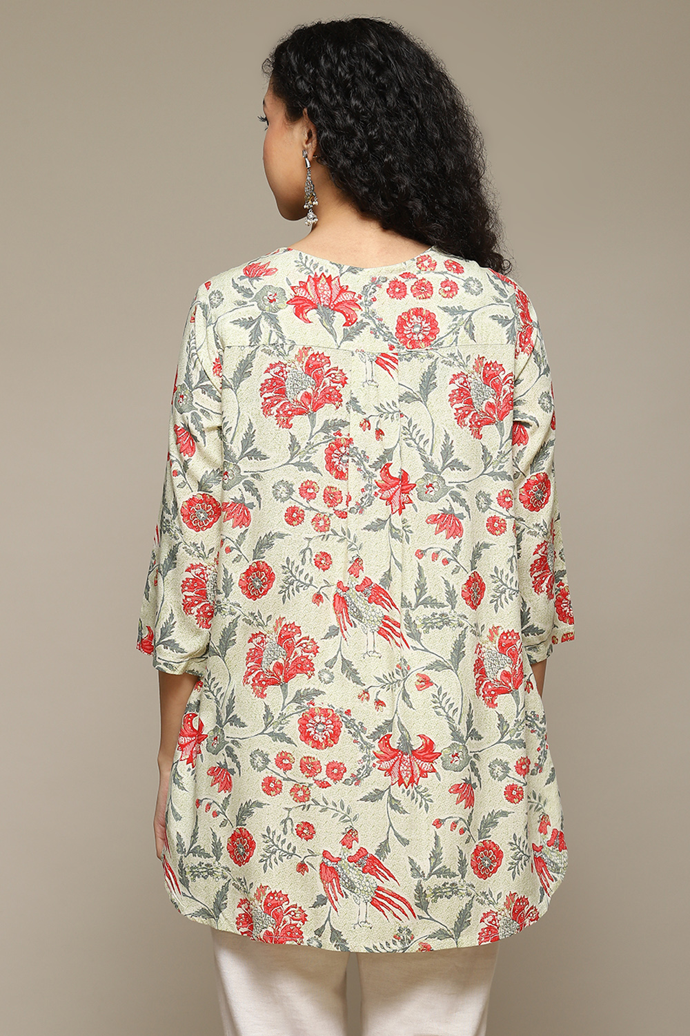 Ecru Rayon Printed Kurti image number 3