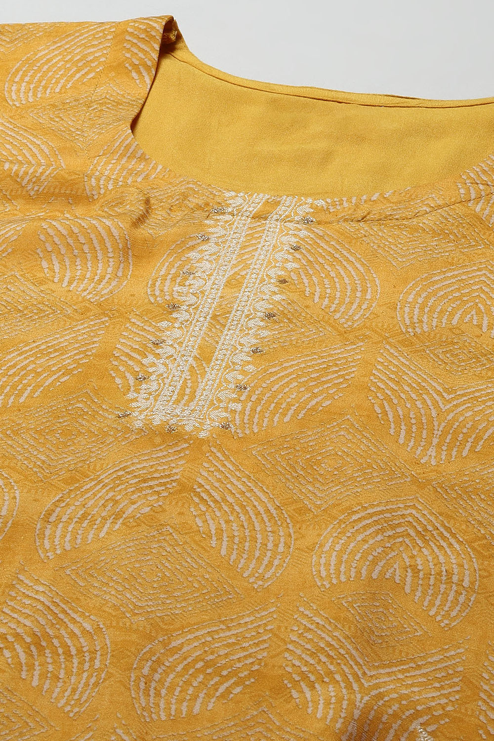 Yellow Linen Blend Digital Print Unstitched Suit Set image number 2