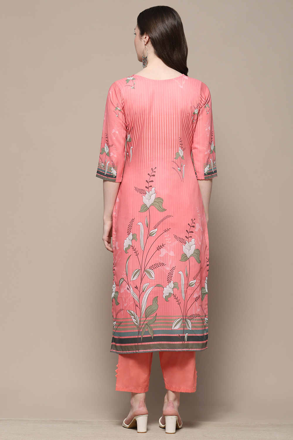 Pink Cotton Blend Floral Digital Print Unstitched Suit Set image number 6