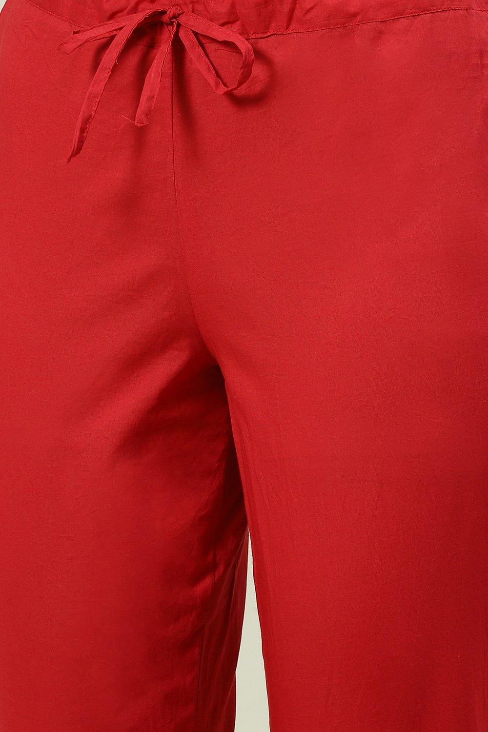 Buy Red Cotton Solid Pant (Pants) for INR899.00 | Biba India