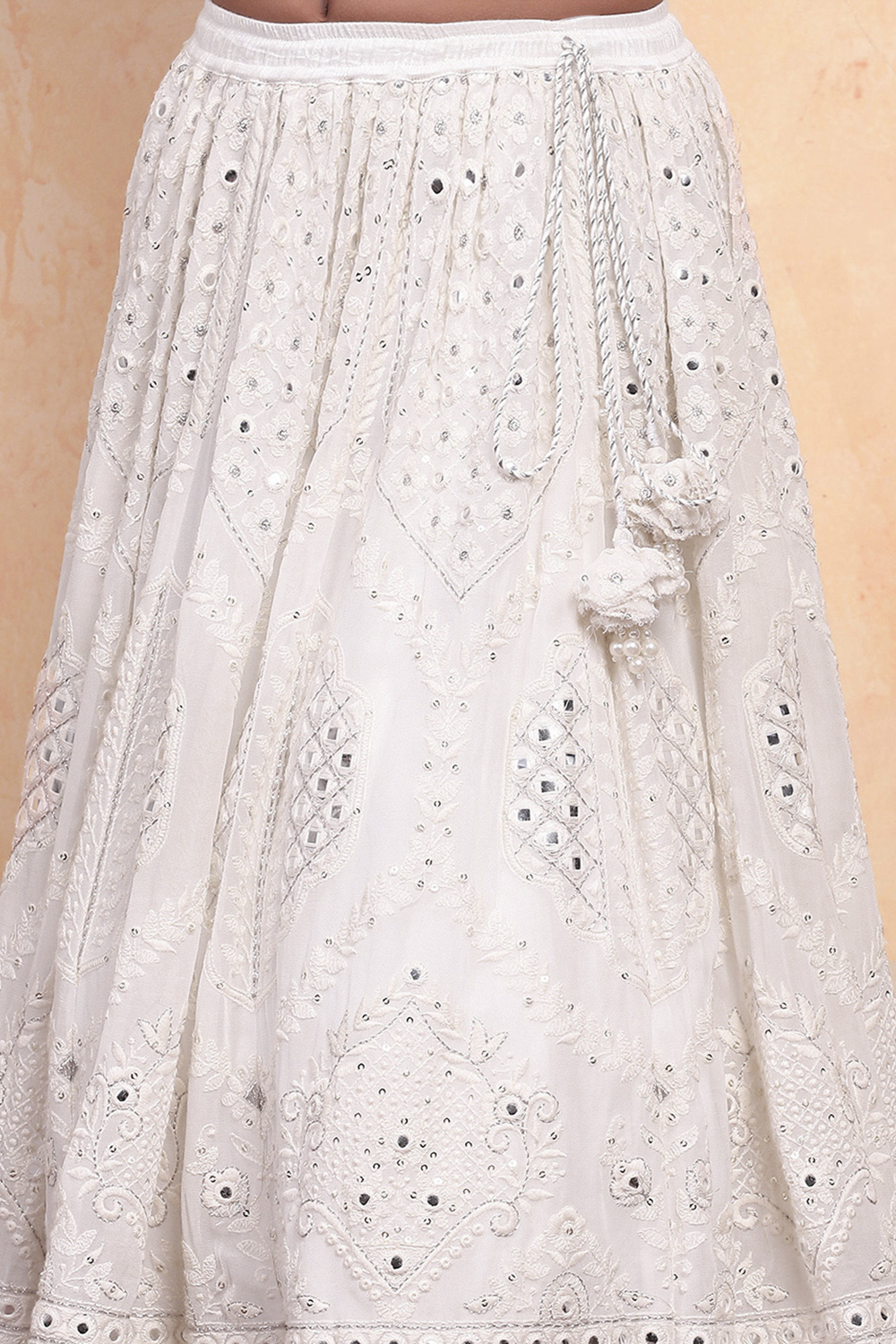 Ivory Embroidered Georgette Lehenga Set image number 7