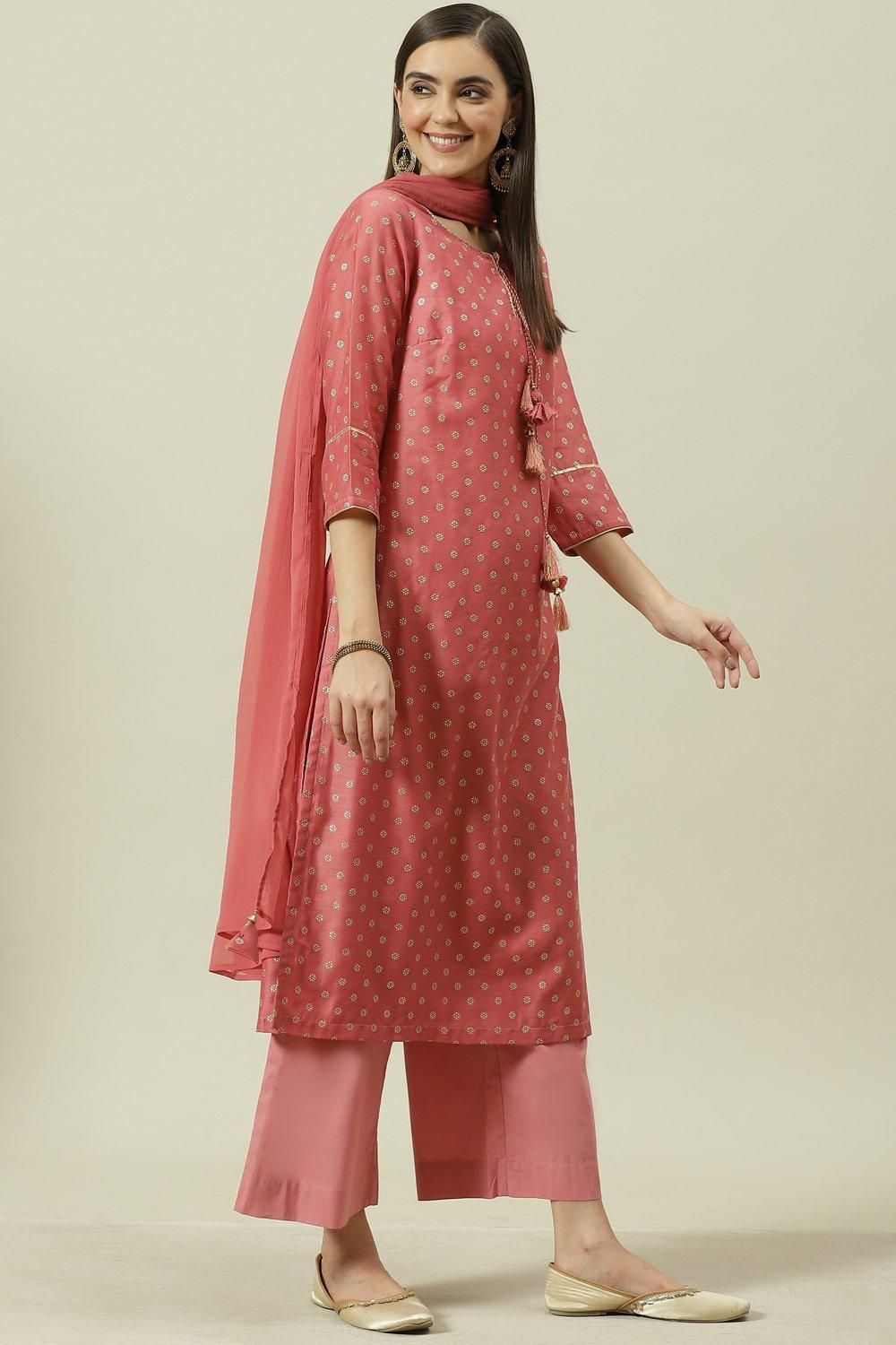 Yellow Printed Straight Kurta Palazzo Suit Set image number 5