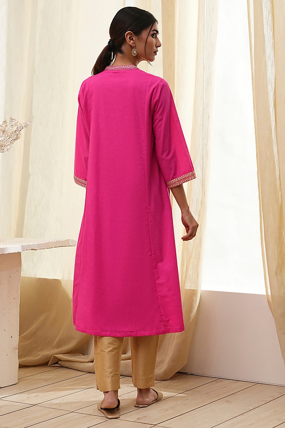 Fuchsia A-Line Kurta image number 3