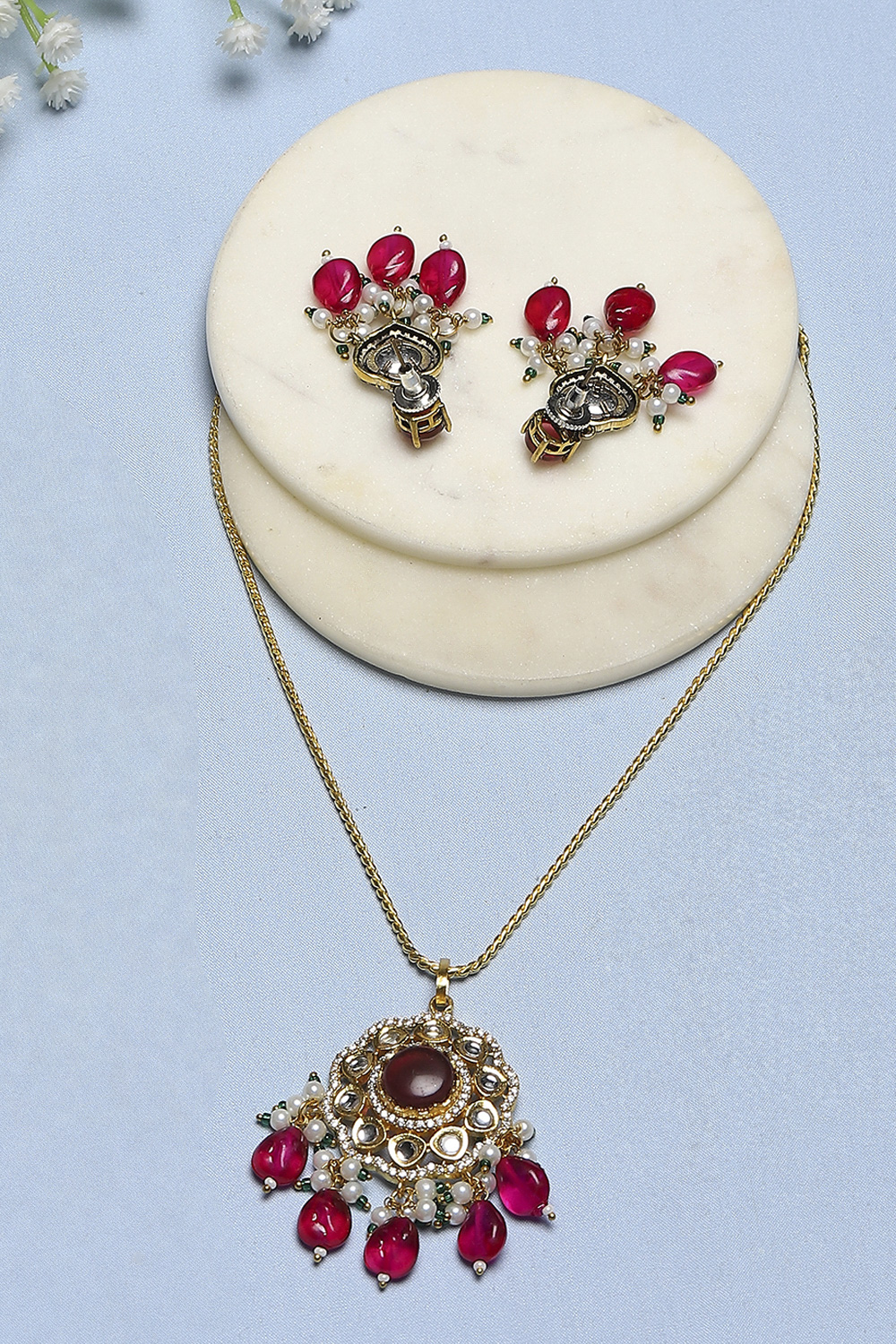 Ruby Brass Necklace Set image number 2