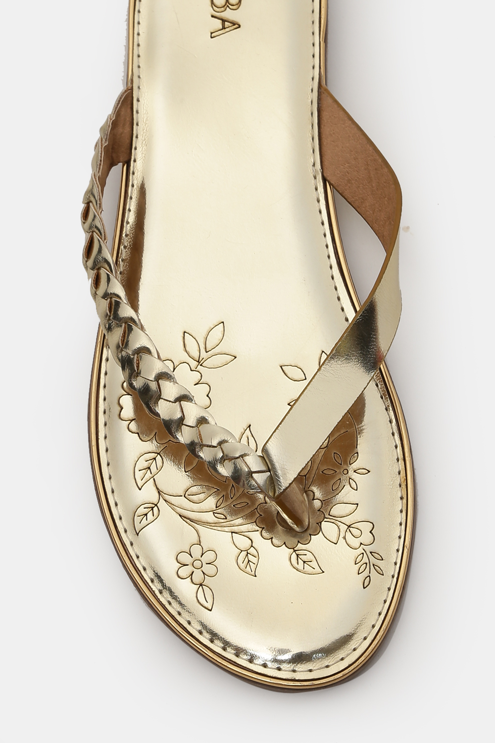 Gold Toned Open Toed Flats image number 1
